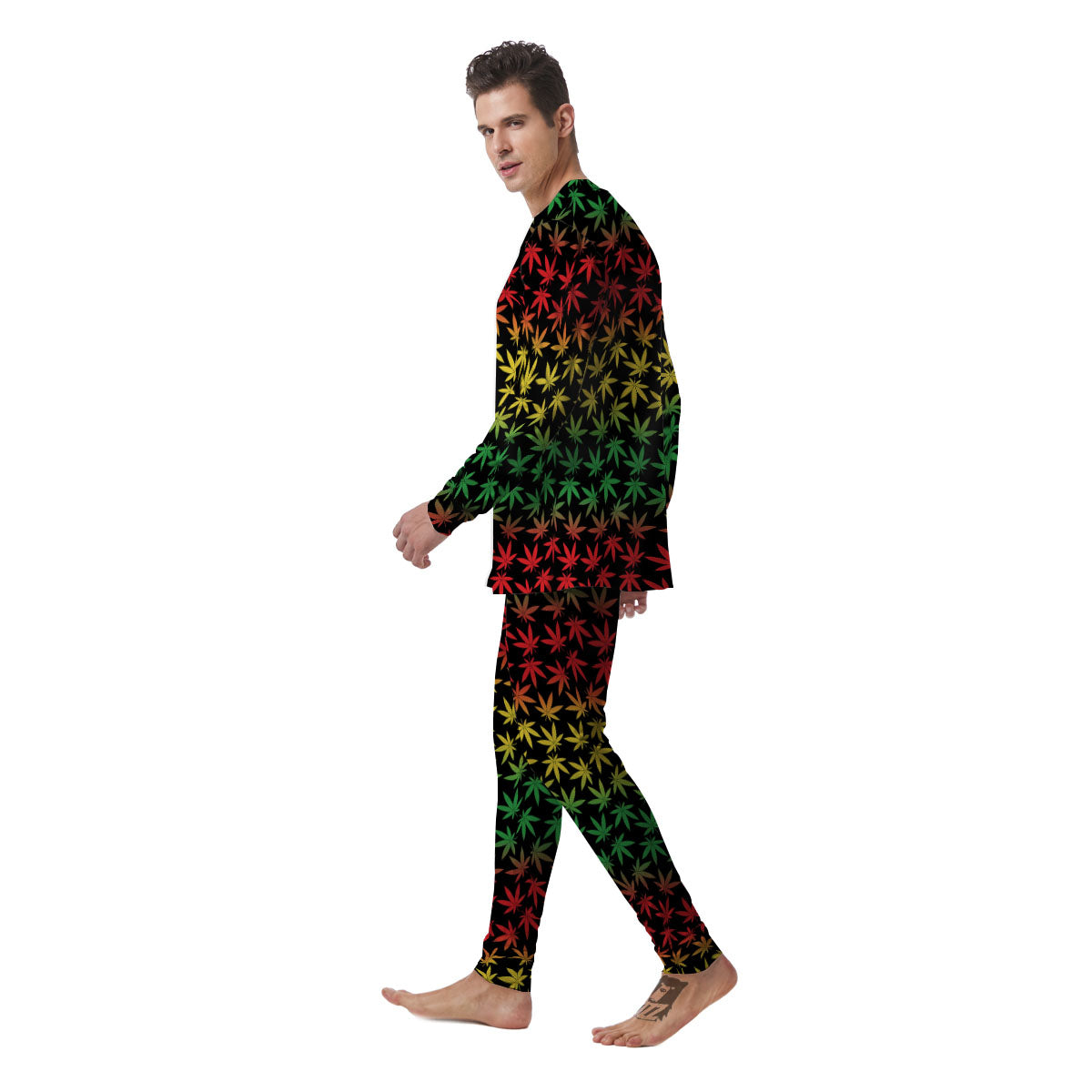 Hemp Rastafarian Print Pattern Men's Pajamas-grizzshop