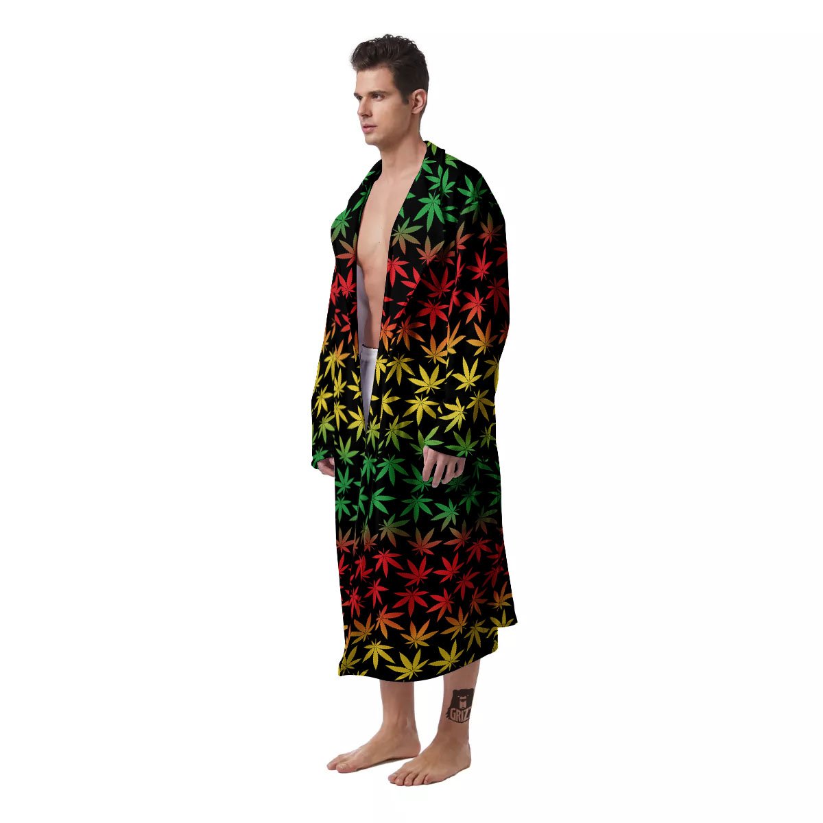 Hemp Rastafarian Print Pattern Men's Robe-grizzshop