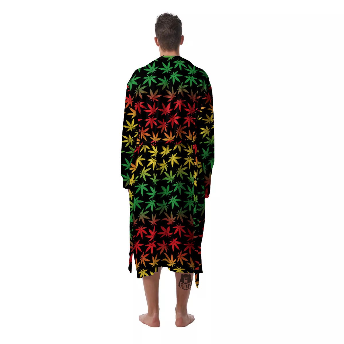 Hemp Rastafarian Print Pattern Men's Robe-grizzshop