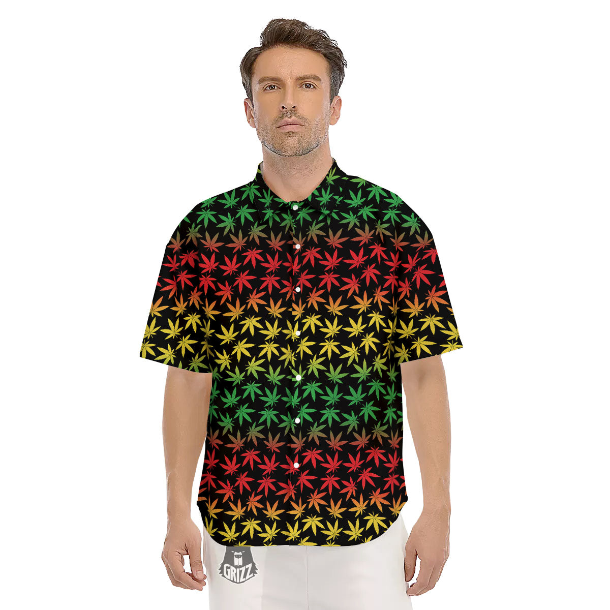 Hemp Rastafarian Print Pattern Men's Short Sleeve Shirts-grizzshop