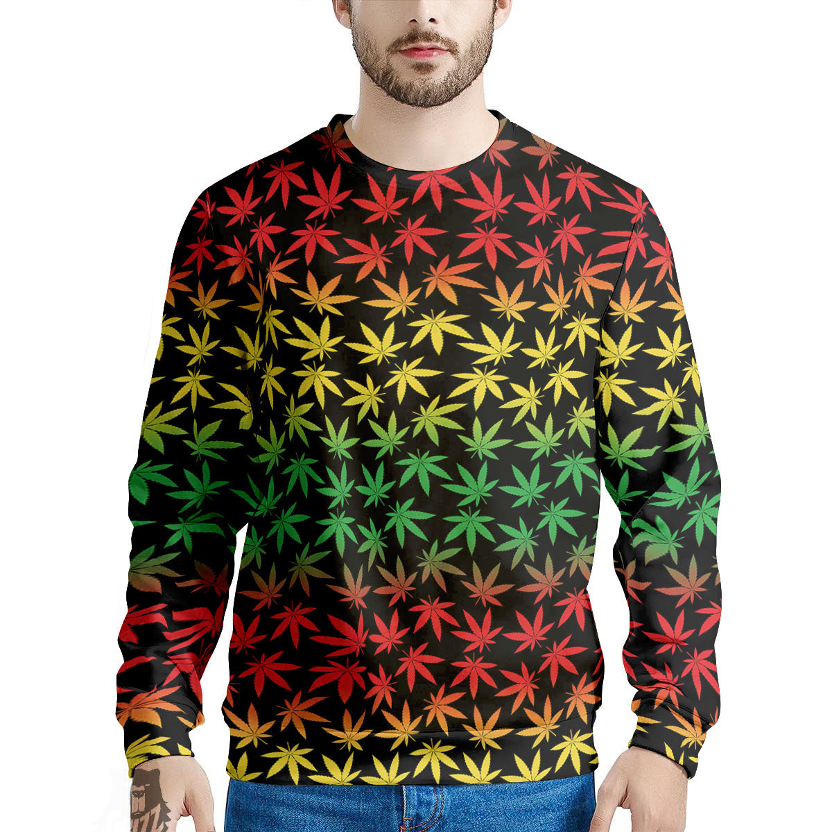 Hemp Rastafarian Print Pattern Men's Sweatshirt-grizzshop