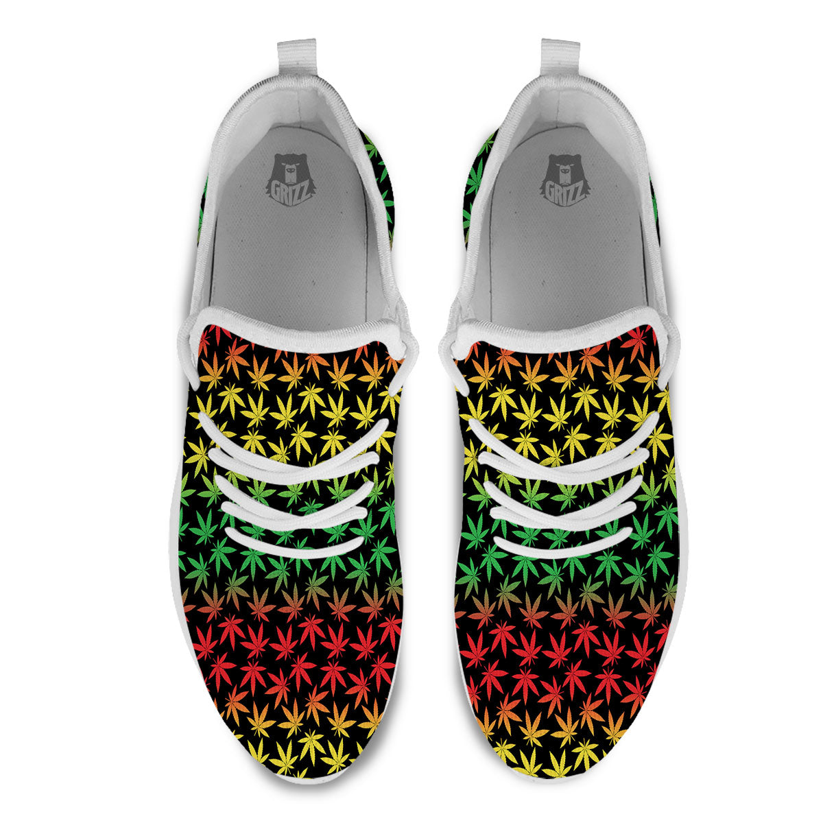 Hemp Rastafarian Print Pattern White Athletic Shoes-grizzshop