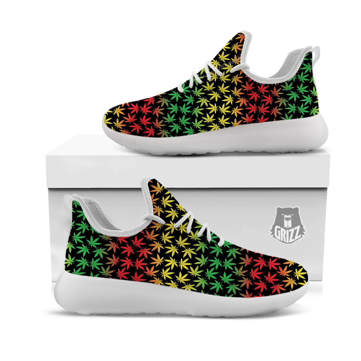 Hemp Rastafarian Print Pattern White Athletic Shoes-grizzshop