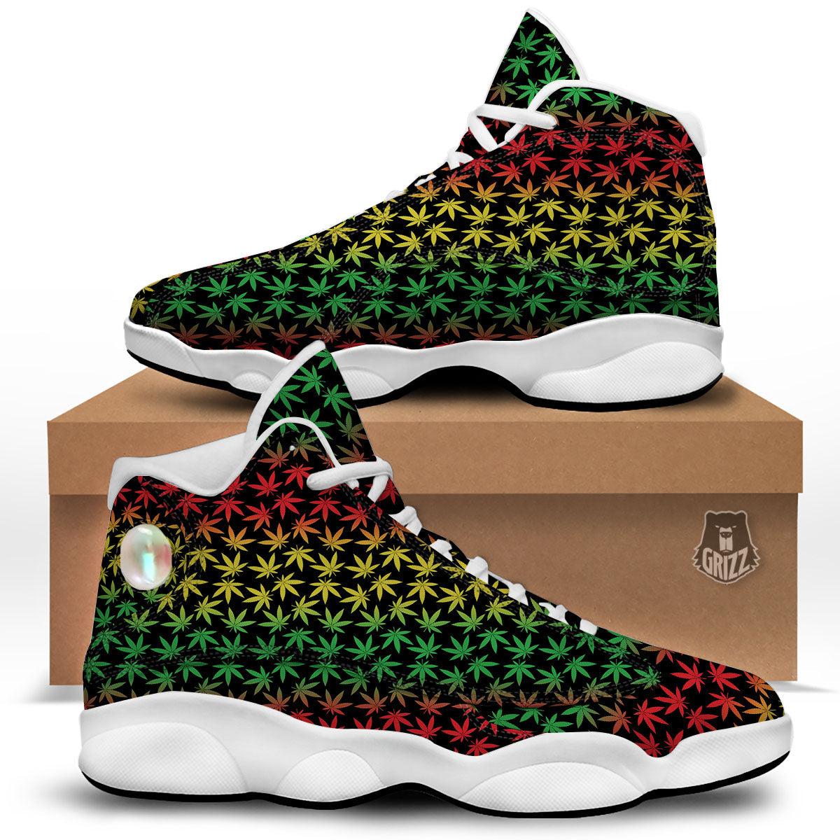 Hemp Rastafarian Print Pattern White Basketball Shoes-grizzshop
