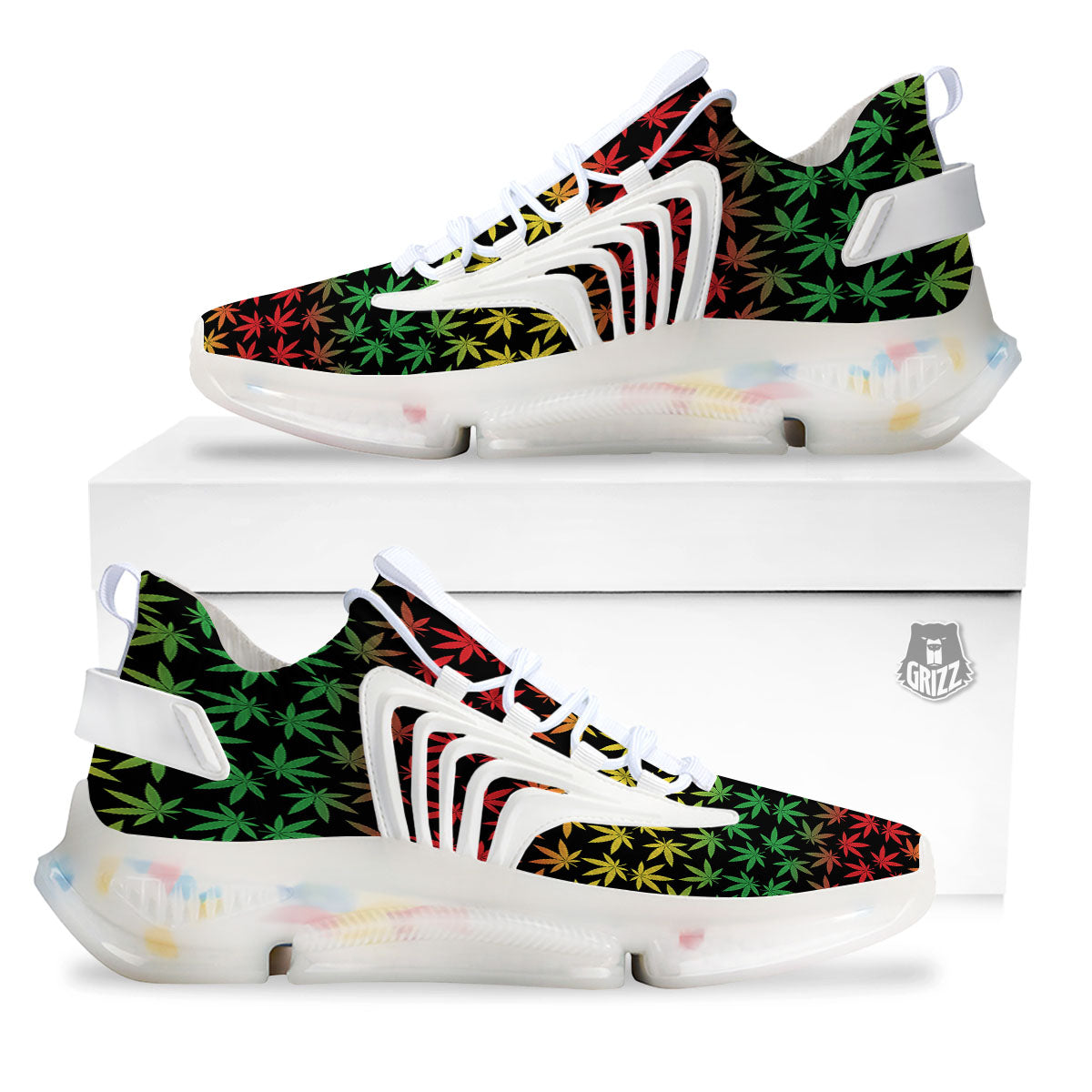 Hemp Rastafarian Print Pattern White Gym Shoes-grizzshop