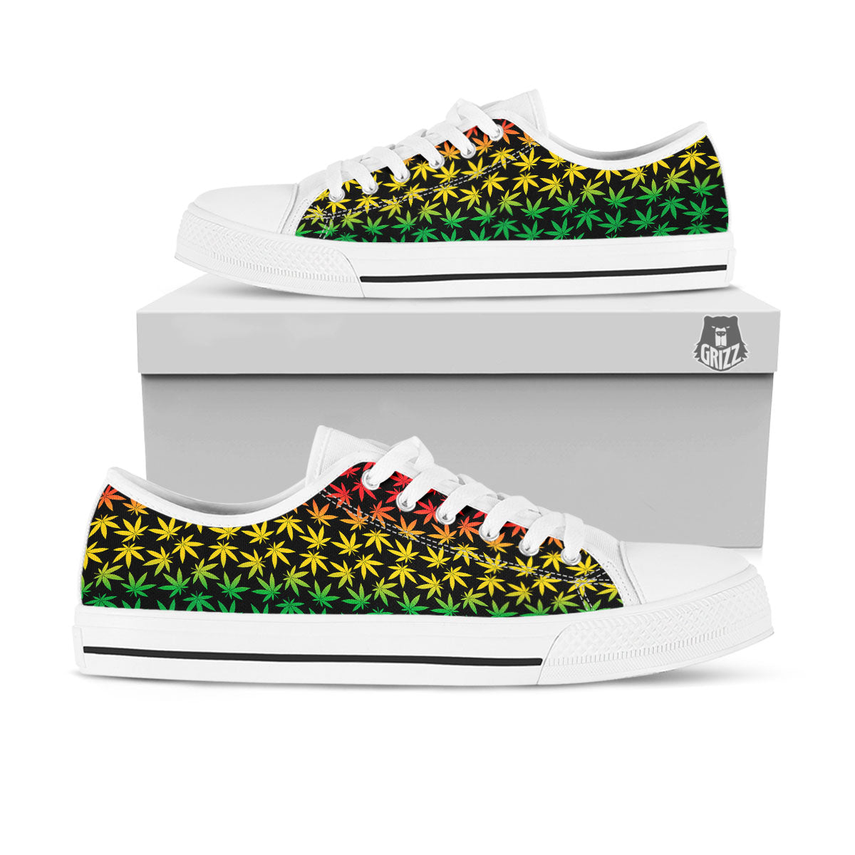 Hemp Rastafarian Print Pattern White Low Top Shoes-grizzshop