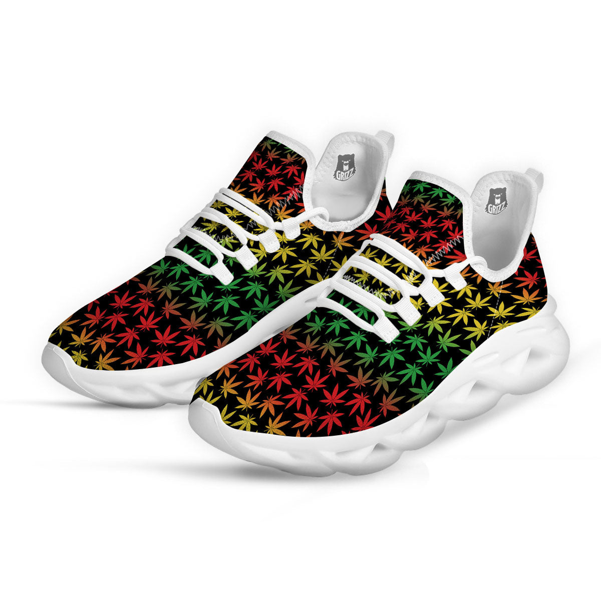 Hemp Rastafarian Print Pattern White Running Shoes-grizzshop