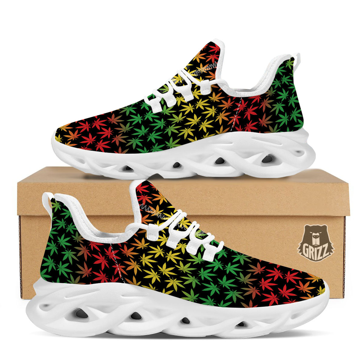 Hemp Rastafarian Print Pattern White Running Shoes-grizzshop