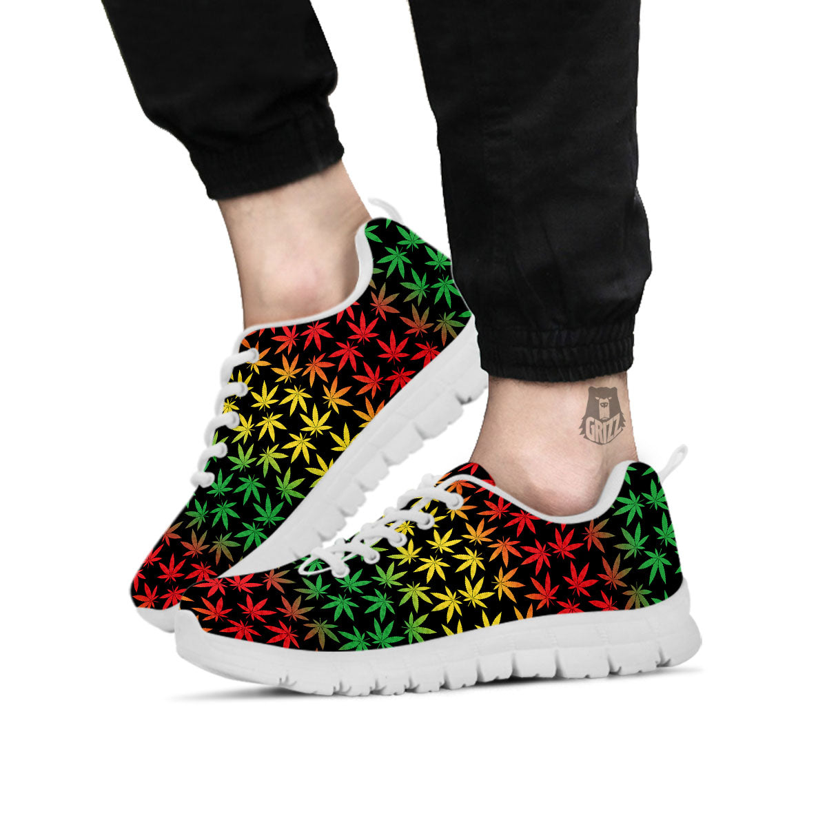 Hemp Rastafarian Print Pattern White Sneaker-grizzshop