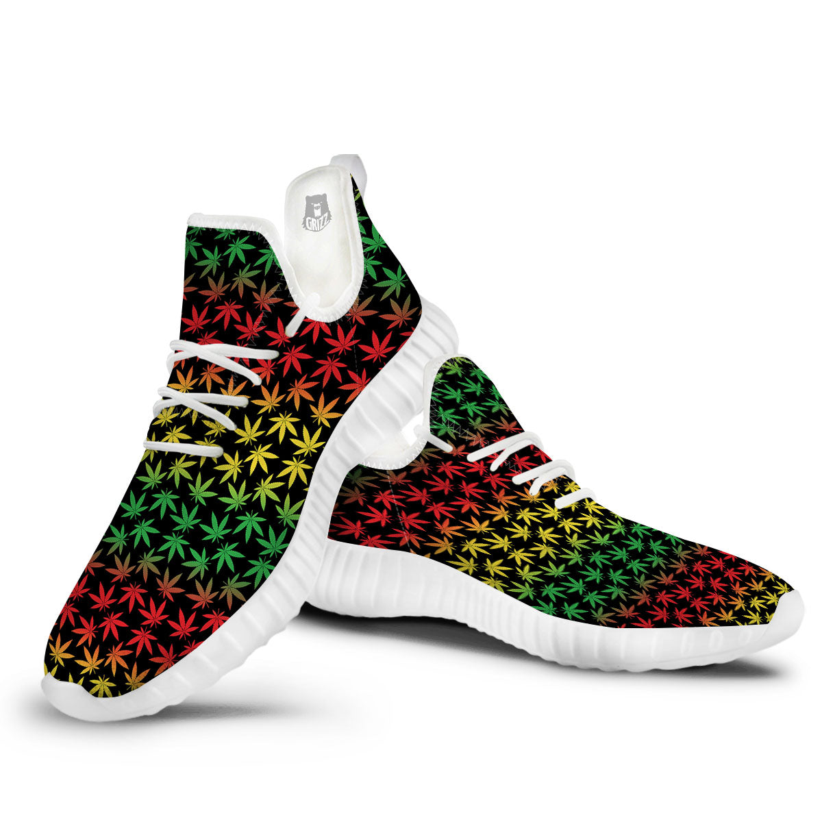 Hemp Rastafarian Print Pattern White Walking Shoes-grizzshop