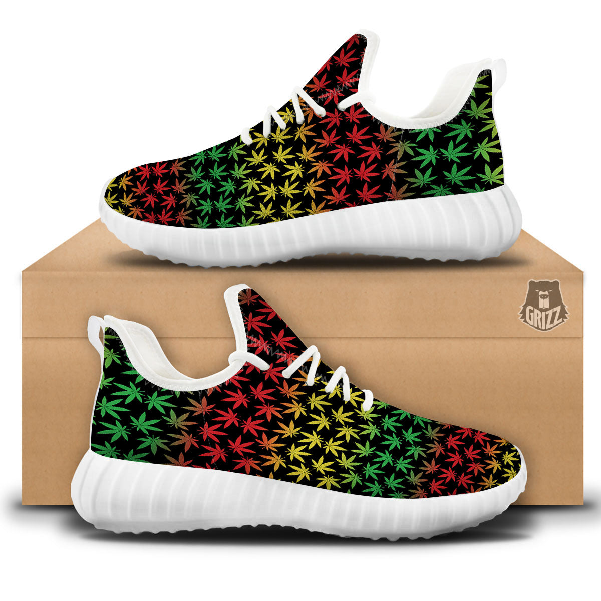 Hemp Rastafarian Print Pattern White Walking Shoes-grizzshop