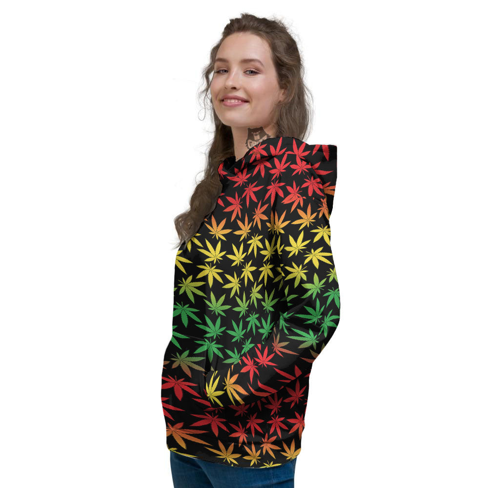 Hemp Rastafarian Print Pattern Women's Hoodie-grizzshop
