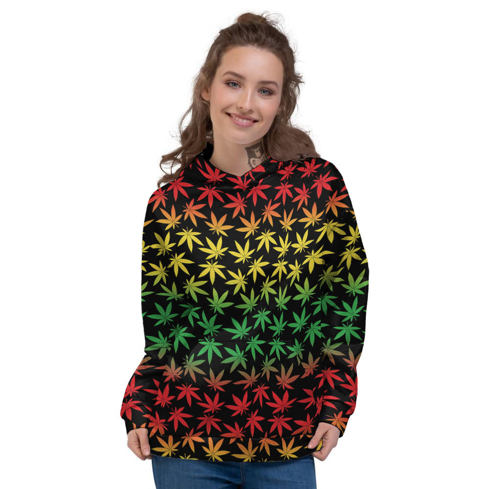 Hemp Rastafarian Print Pattern Women's Hoodie-grizzshop
