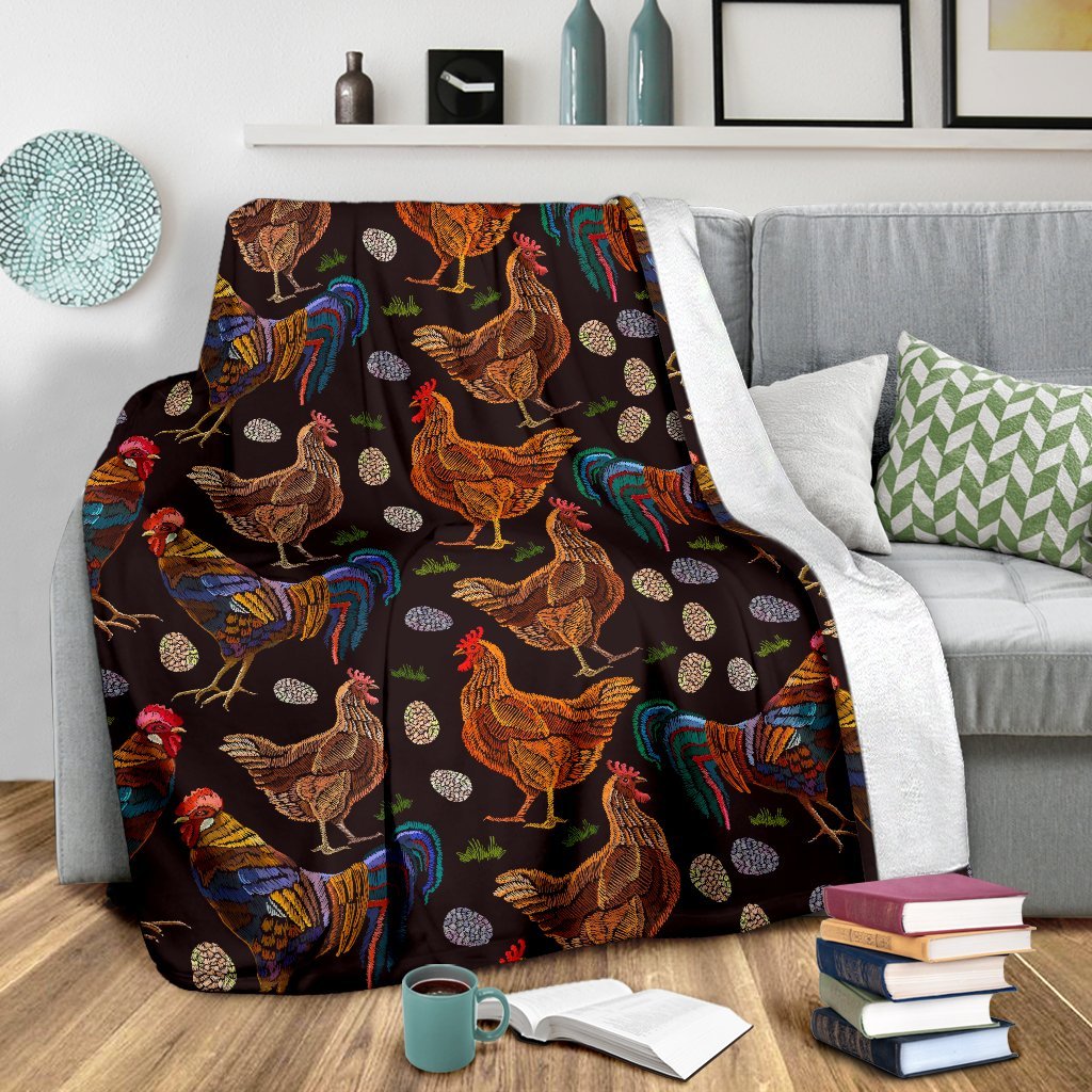 Hen Farm Chicken Eggs Pattern Print Blanket-grizzshop