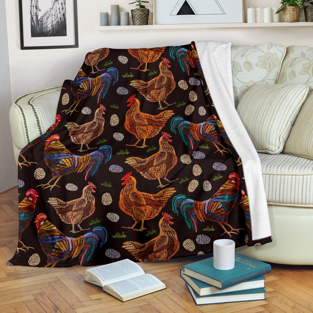 Hen Farm Chicken Eggs Pattern Print Blanket-grizzshop
