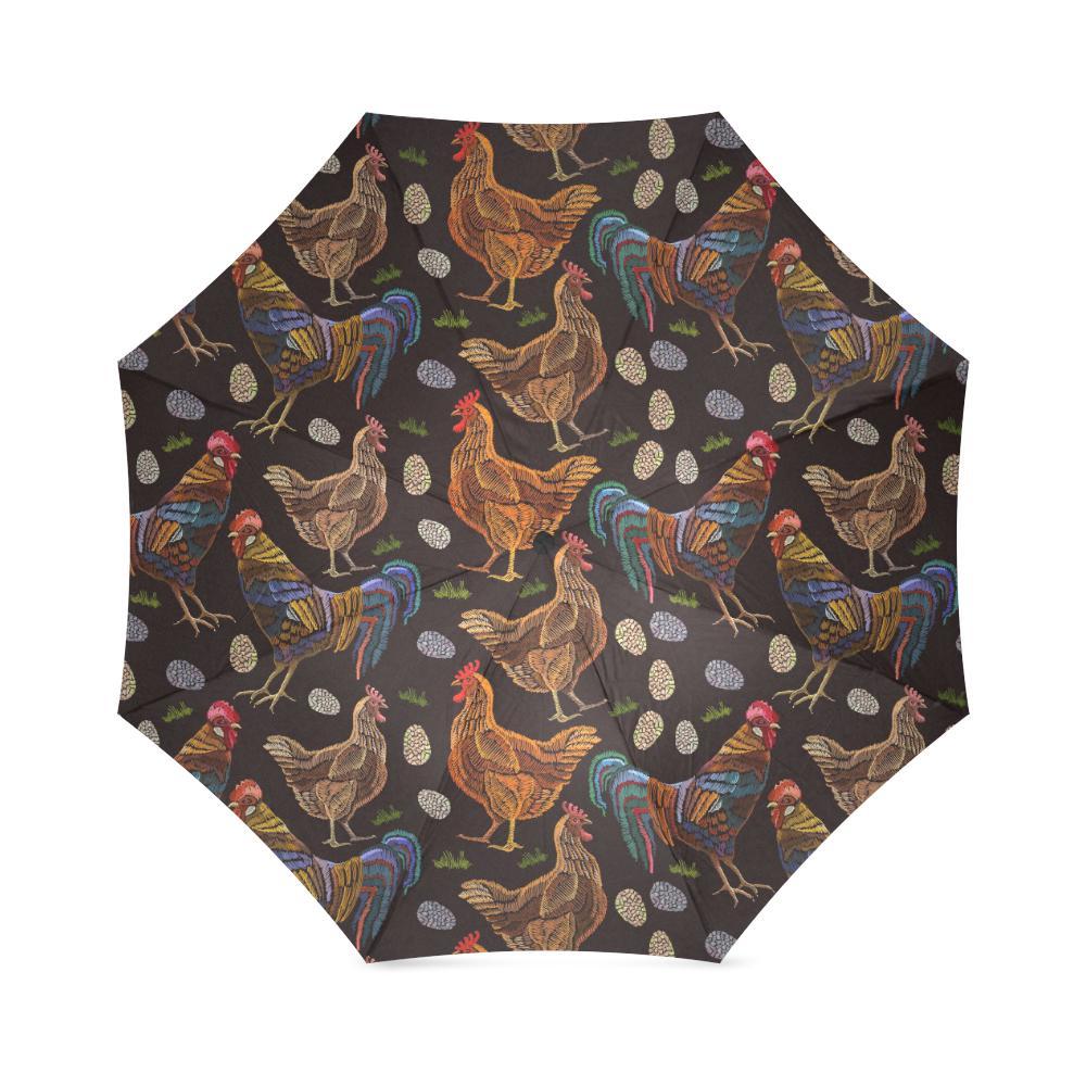 Hen Farm Chicken Eggs Pattern Print Foldable Umbrella-grizzshop