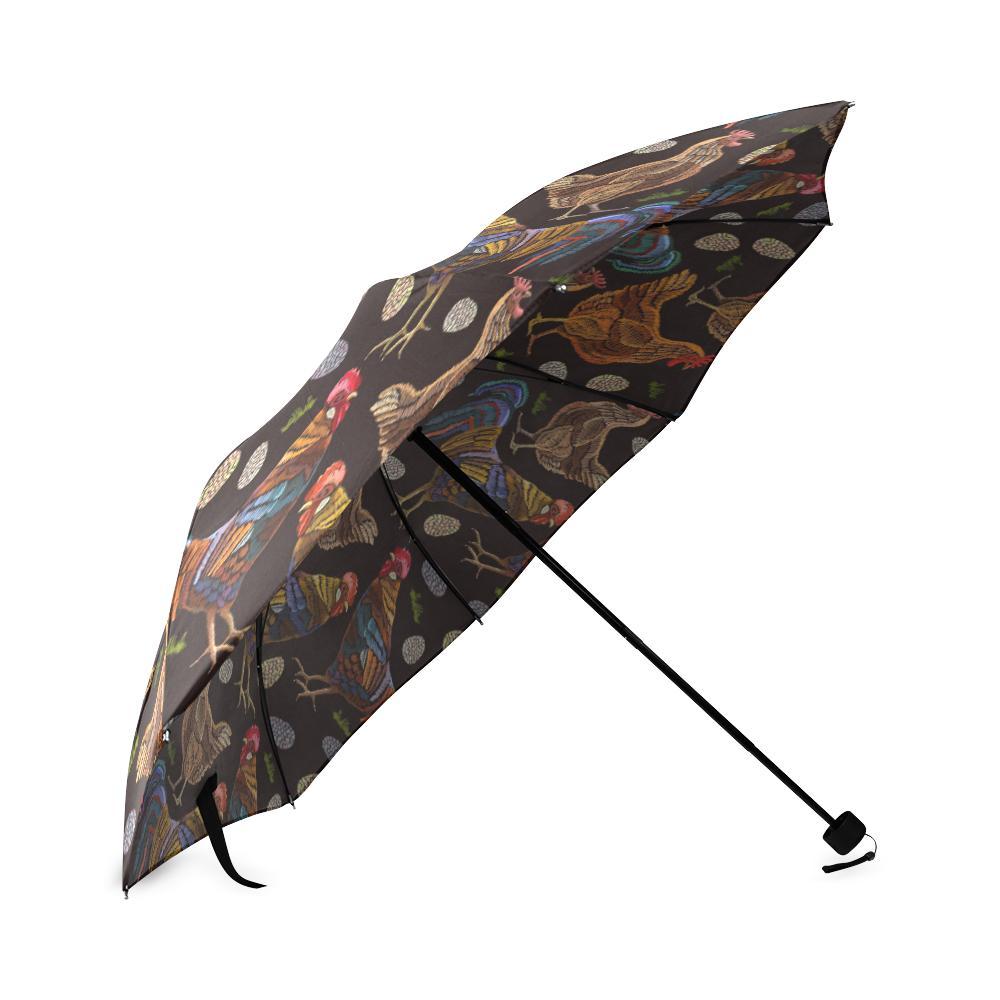 Hen Farm Chicken Eggs Pattern Print Foldable Umbrella-grizzshop