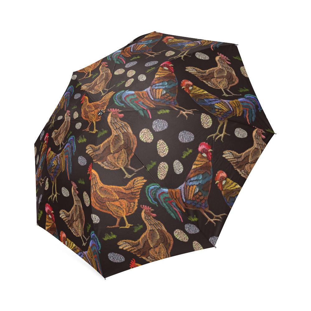 Hen Farm Chicken Eggs Pattern Print Foldable Umbrella-grizzshop