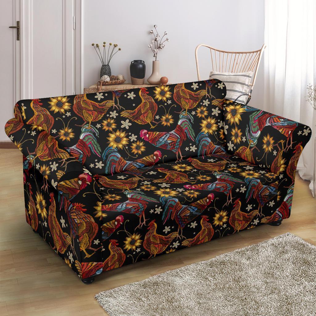 Hen Farm Chicken Eggs Pattern Print Loveseat Cover-grizzshop