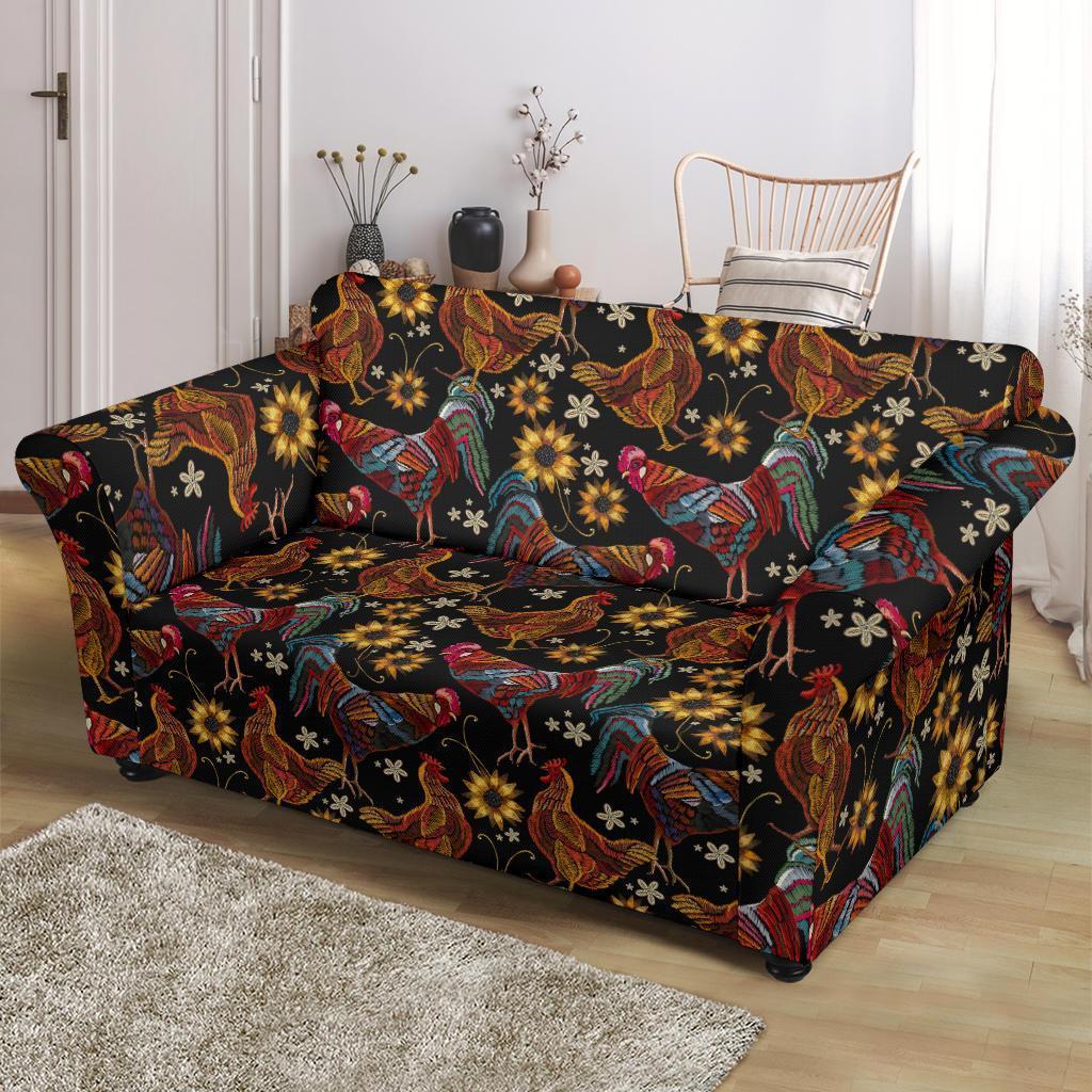 Hen Farm Chicken Eggs Pattern Print Loveseat Cover-grizzshop