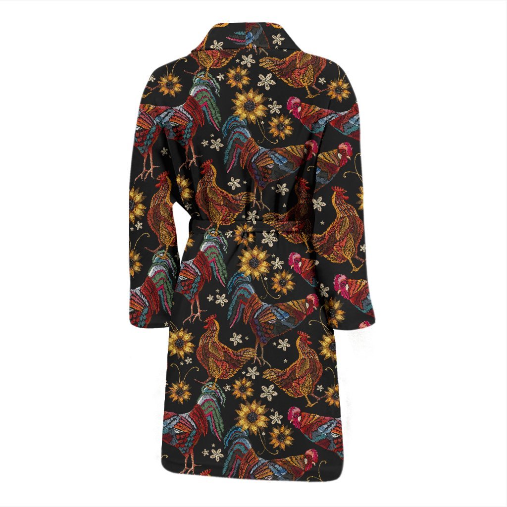 Hen Farm Chicken Eggs Pattern Print Men Long Robe-grizzshop