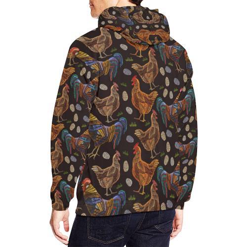 Hen Farm Chicken Eggs Pattern Print Men Pullover Hoodie-grizzshop