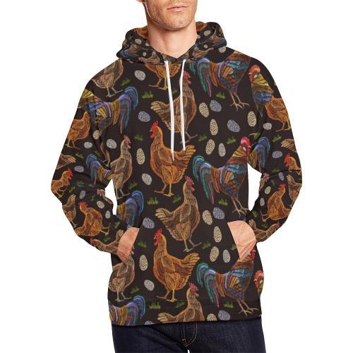 Hen Farm Chicken Eggs Pattern Print Men Pullover Hoodie-grizzshop