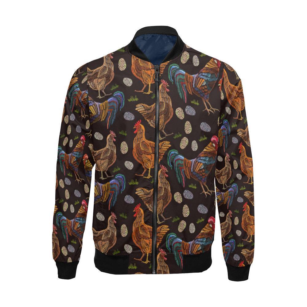 Hen Farm Chicken Eggs Pattern Print Men's Bomber Jacket-grizzshop