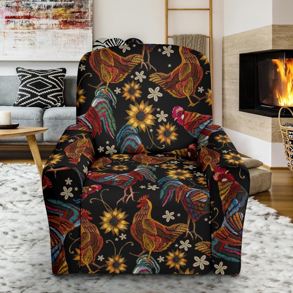 Hen Farm Chicken Eggs Pattern Print Recliner Cover-grizzshop