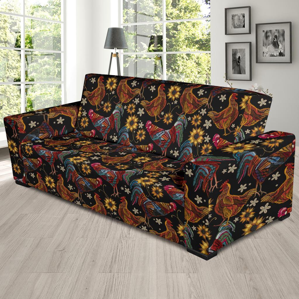 Hen Farm Chicken Eggs Pattern Print Sofa Covers-grizzshop