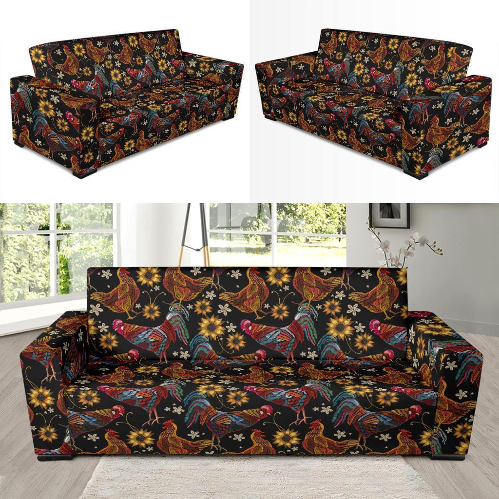 Hen Farm Chicken Eggs Pattern Print Sofa Covers-grizzshop