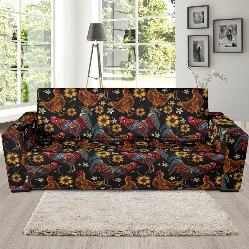 Hen Farm Chicken Eggs Pattern Print Sofa Covers-grizzshop