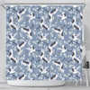 Heron Floral Pattern Print Bathroom Shower Curtain-grizzshop