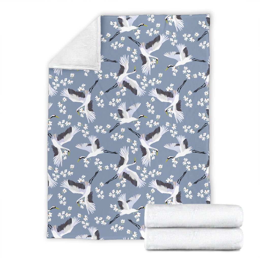 Heron Floral Pattern Print Blanket-grizzshop