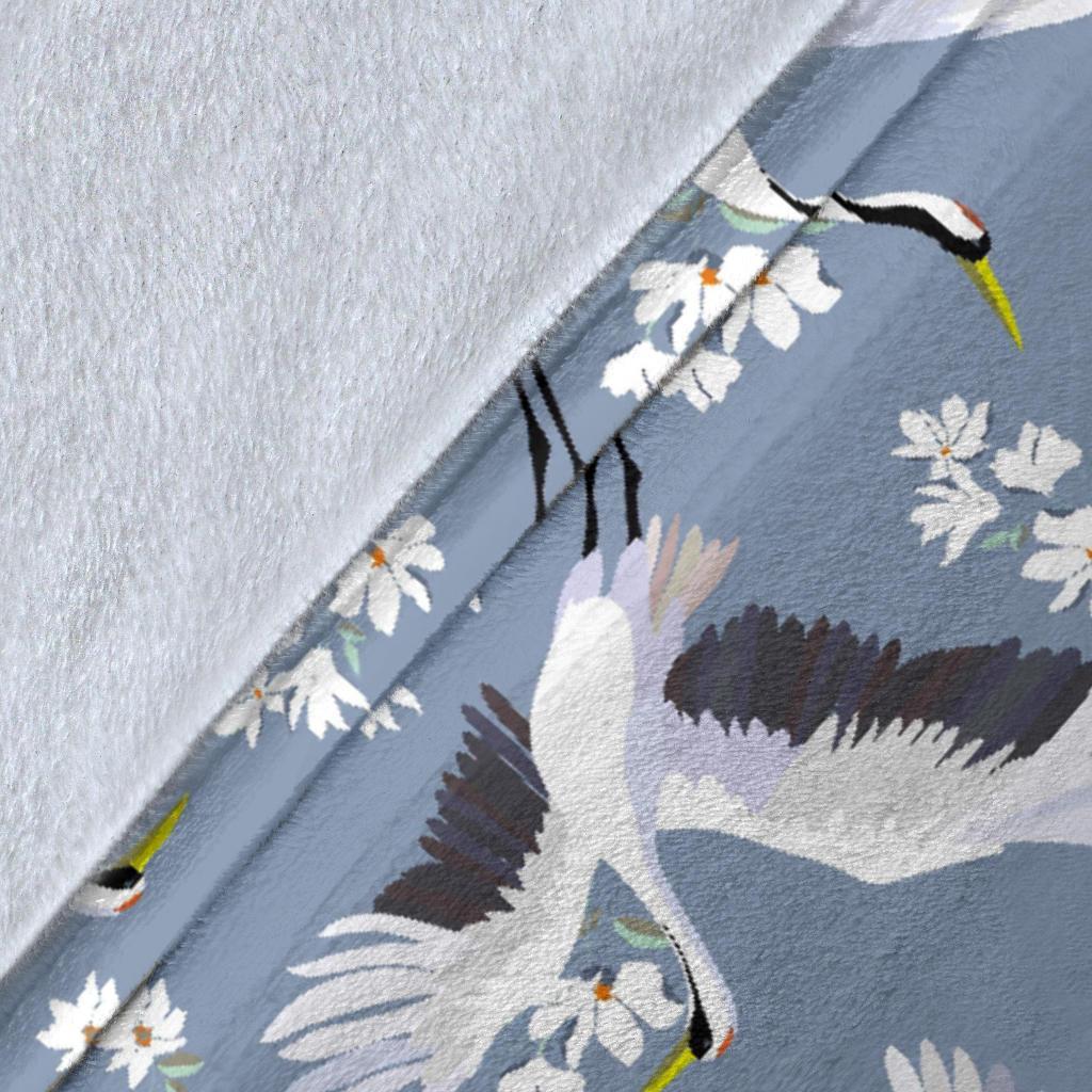 Heron Floral Pattern Print Blanket-grizzshop