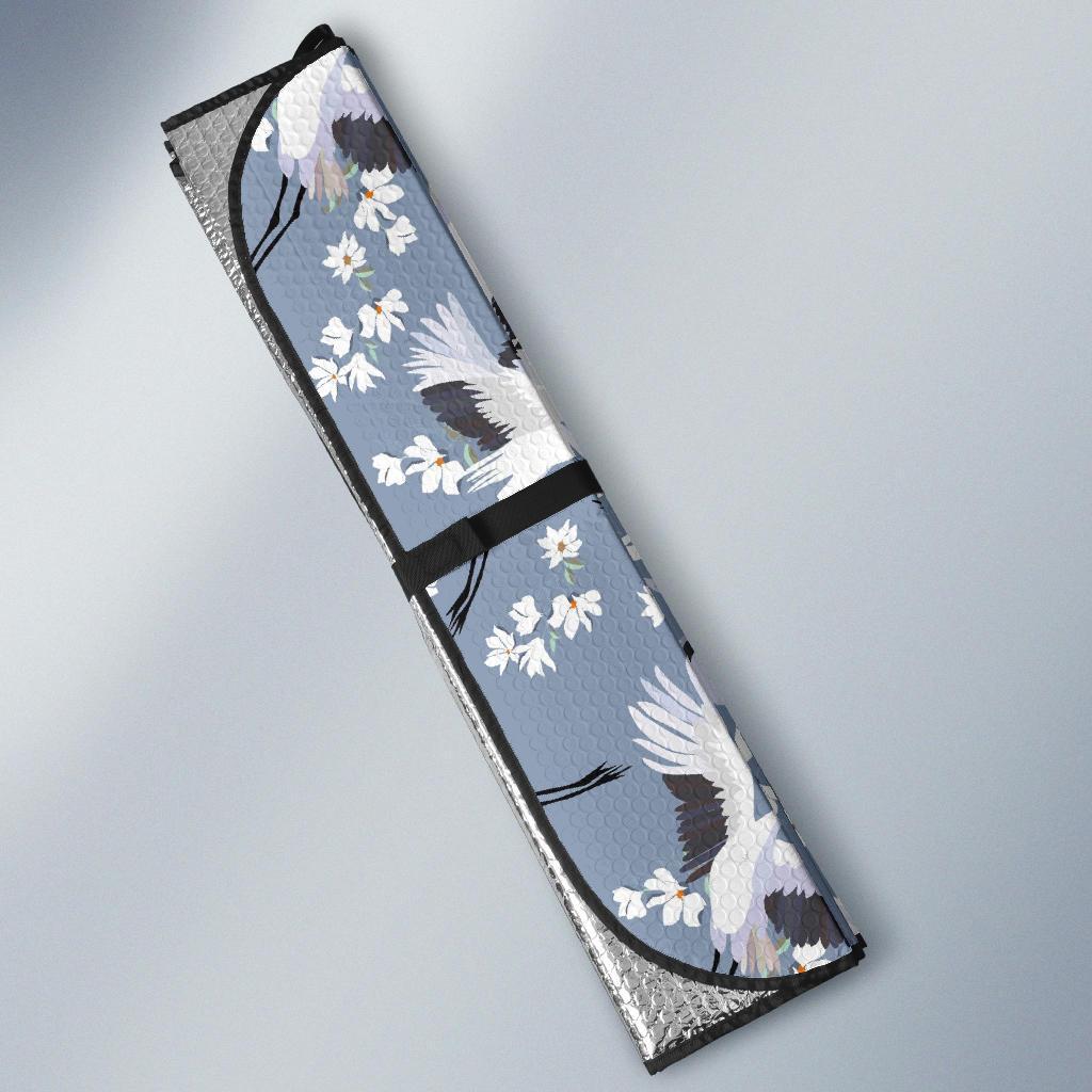 Heron Floral Pattern Print Car Sun Shade-grizzshop