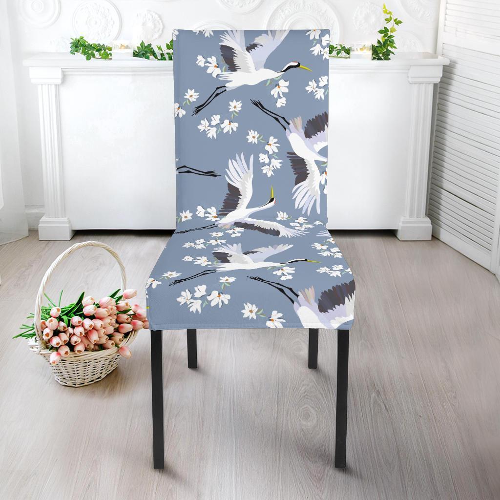 Heron Floral Pattern Print Chair Cover-grizzshop