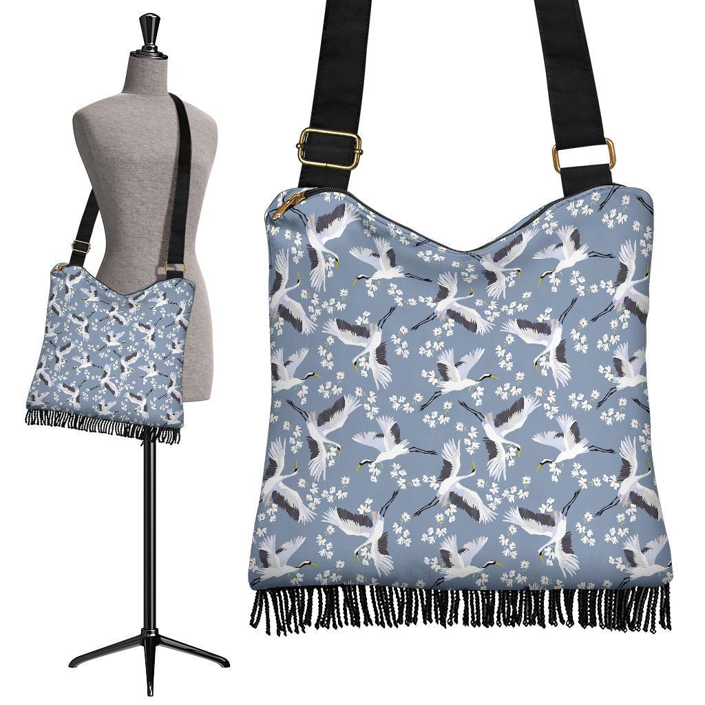 Heron Floral Pattern Print Crossbody bags-grizzshop