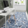 Heron Floral Pattern Print Floor Mat-grizzshop