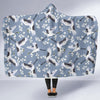 Heron Floral Pattern Print Hooded Blanket-grizzshop