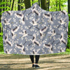 Heron Floral Pattern Print Hooded Blanket-grizzshop