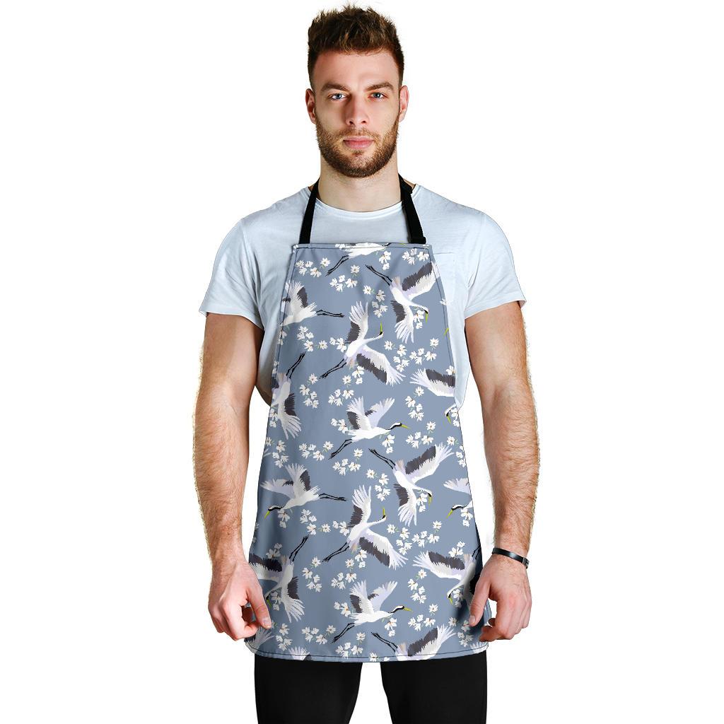 Heron Floral Pattern Print Men's Apron-grizzshop