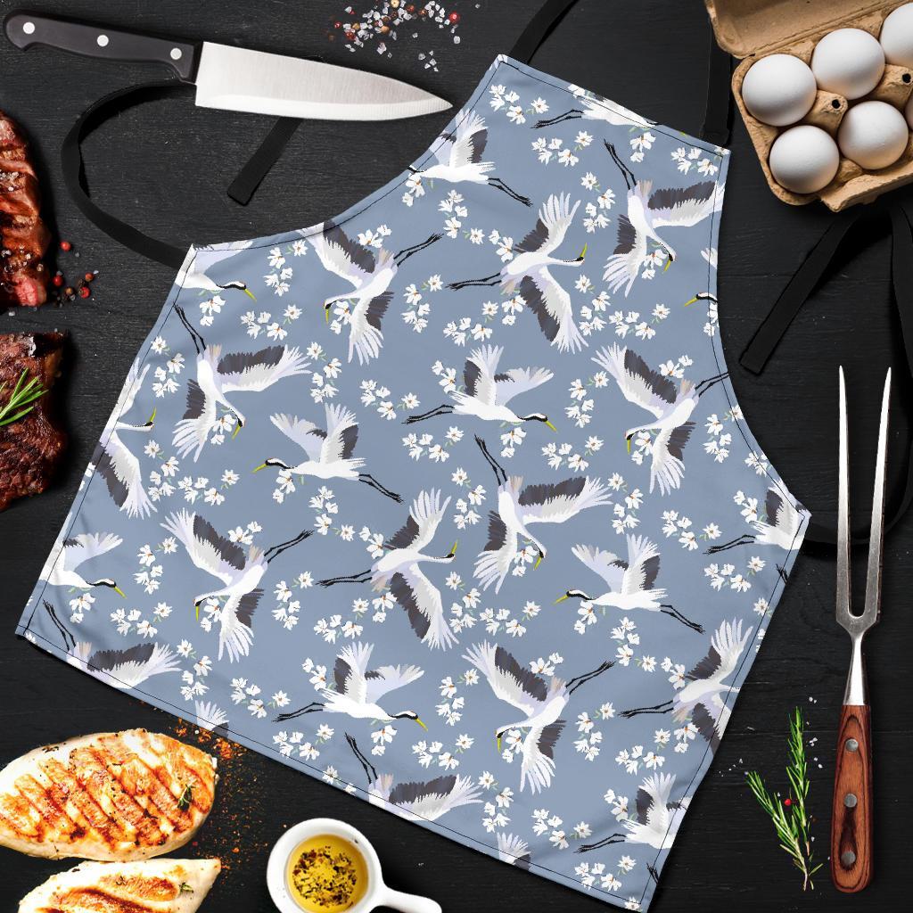 Heron Floral Pattern Print Men's Apron-grizzshop