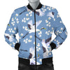 Heron Floral Pattern Print Men's Bomber Jacket-grizzshop