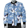 Heron Floral Pattern Print Men's Bomber Jacket-grizzshop