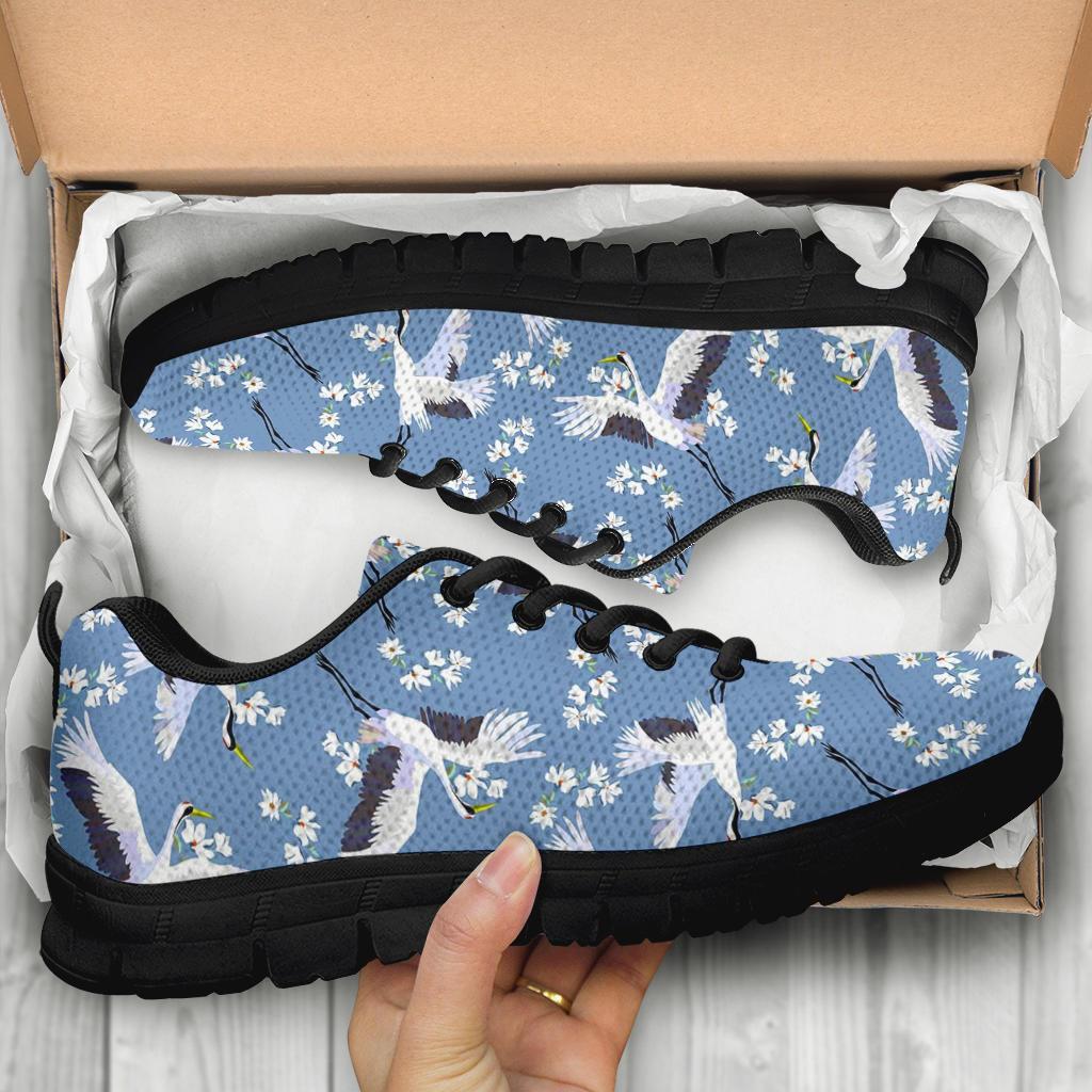 Heron Floral Pattern Print Sneaker Shoes For Men Women-grizzshop