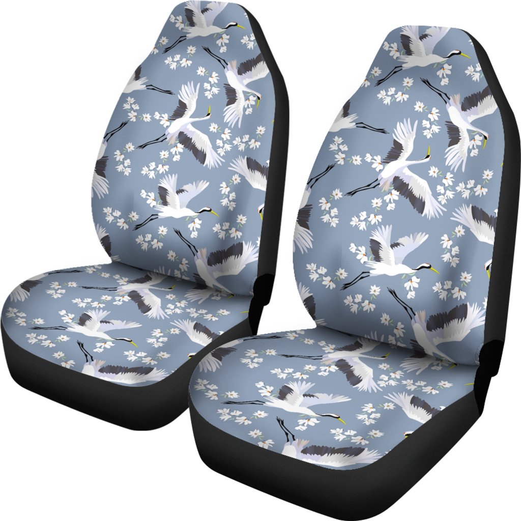 Heron Floral Pattern Print Universal Fit Car Seat Covers-grizzshop