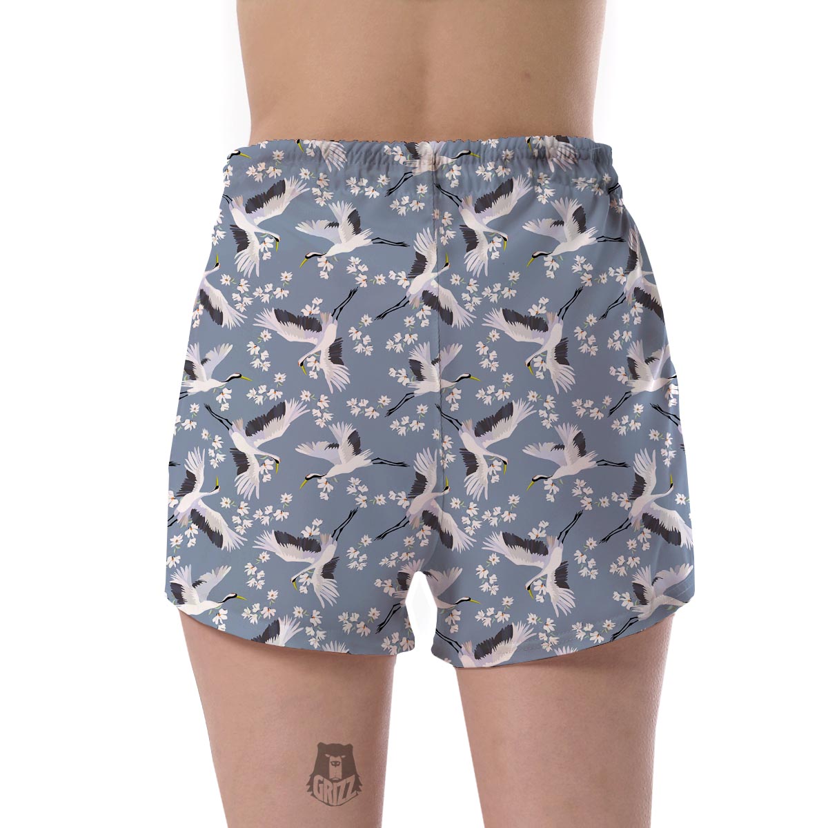 Heron Floral Pattern Print Women's Shorts-grizzshop