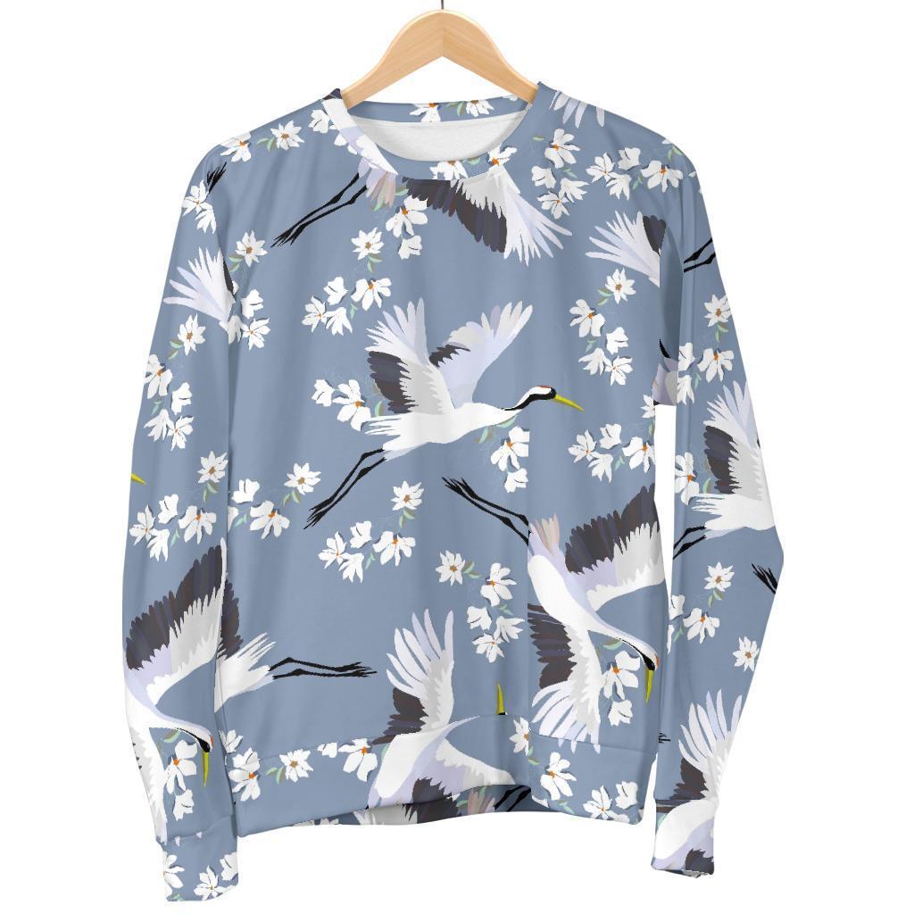 Heron Floral Pattern Print Women's Sweatshirt-grizzshop