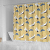 Heron Japanese Pattern Print Bathroom Shower Curtain-grizzshop